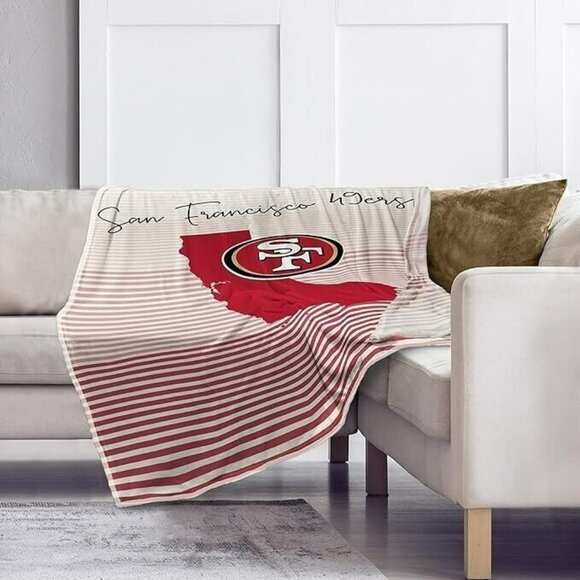 San Francisco 49ers State Stripe Ultra Larger Soft Plush Throw Blanket Licensed - Picture 4 of 4